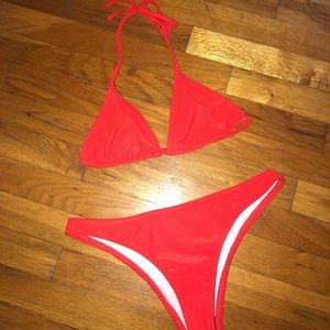 Orange Ribbed Bikini